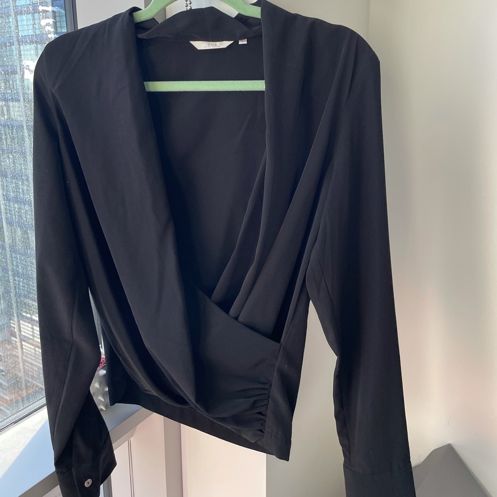 Never worn satin drapey blouse